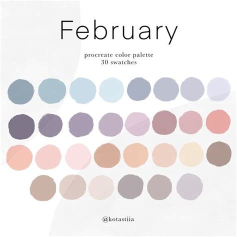 February Pastel Color Palette for Procreate 30 Swatches - Etsy Canada ...