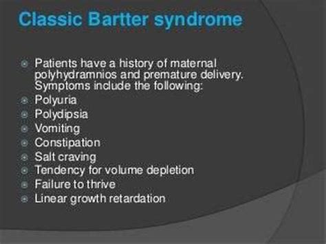 These are the main symptoms of Classic Bartter syndrome - MEDizzy