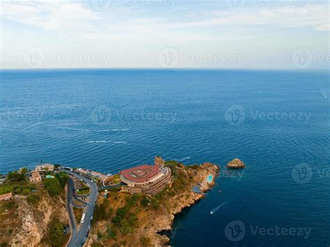 Panoramic aerial view of Isola Bella island and beach in Taormina. 15011417 Stock Photo at Vecteezy