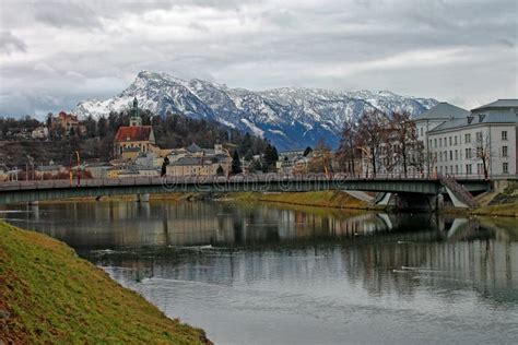 View of Salzburg in Winter, Austria Stock Photo - Image of cloud ...