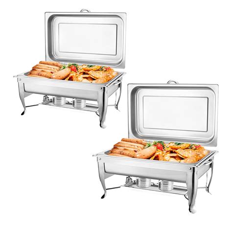 Buy Chafing Dish Stainless Steel Rectangular Chafer Buffet Catering Chafing Buffet Set, Full ...