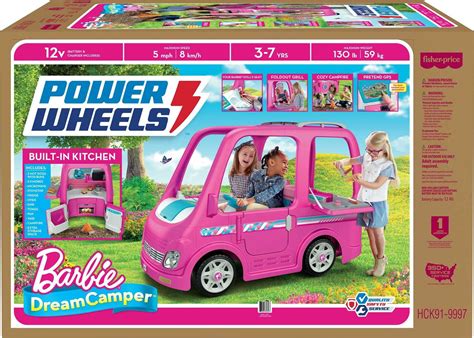 Power Wheels Barbie Dream Camper Battery-Powered Ride-On With Music Sounds 14 Accessories ...