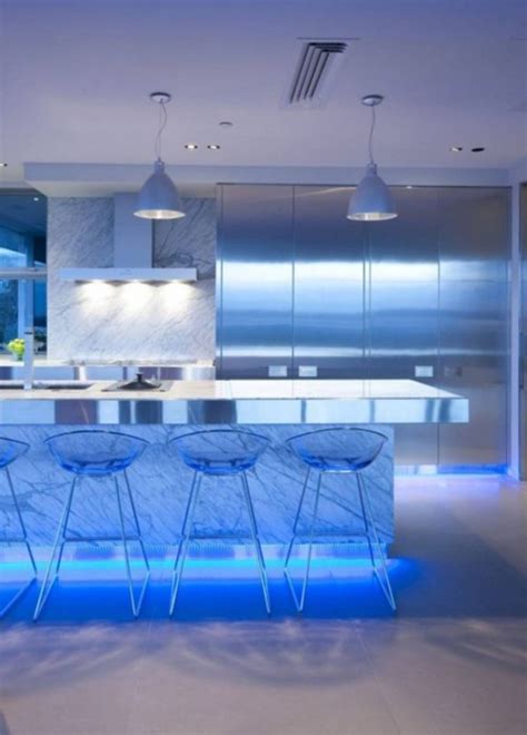 Ultra Modern Kitchen Design With Led Lighting Fixtures / design bookmark #7682
