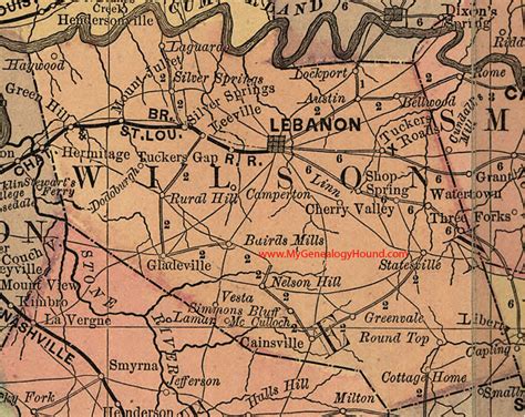 Wilson County, Tennessee 1888 Map