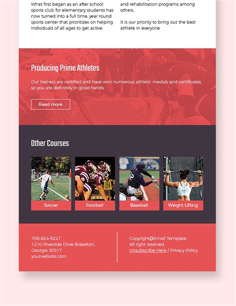 Sports Newsletter Template in HTML, Photoshop, Outlook - Download ...