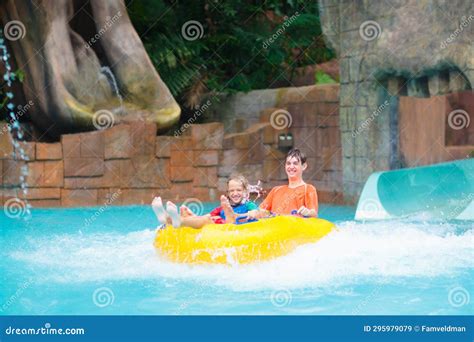 Kids on Water Slide. Family in Aqua Theme Park Stock Image - Image of people, pool: 295979079