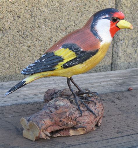 Hand Carved Goldfinch Bird Painted Wood Carving Vintage Art | Etsy