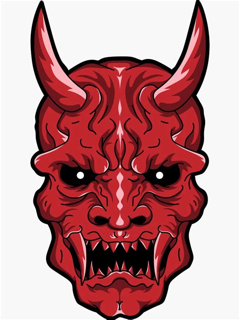 "Epic Oni Demon Skull - Red" Sticker by Starquake | Redbubble