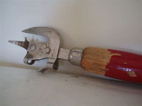 Items similar to Vintage Can Opener Red Wooden Handle Rustic Primitive Farm House Style on Etsy