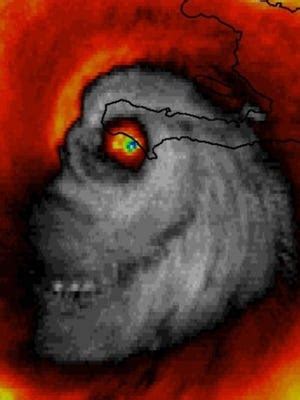 Hurricane Matthew: Radar captures sinister skull, sneering dinosaur