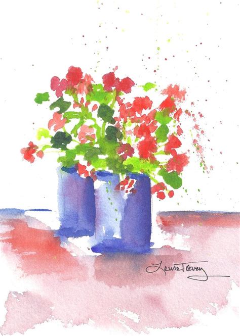 Geraniums Watercolor Painting