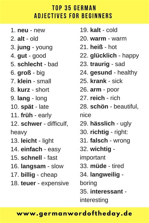 Learn German | Basic German words | German for beginners | German adjectives | German language ...