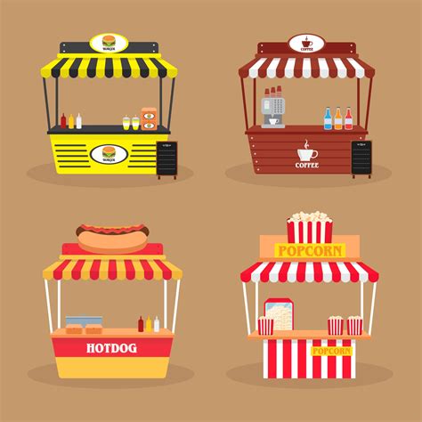 Set of 4 Various Booth 2137688 Vector Art at Vecteezy