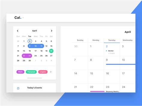 Calendar Desktop App (InVision Studio)