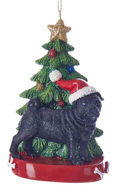 Pug Christmas Tree Ornament Black