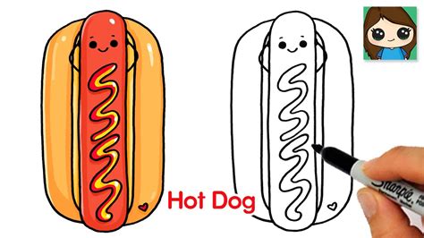 How to Draw a Hot Dog 🌭Cute Food Art - YouTube