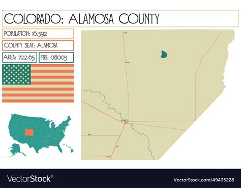 Large and detailed map of alamosa county Vector Image