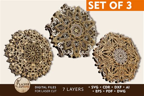 Laser MANDALA Svg Set Laser Cut File Multi Layer Template for - Etsy