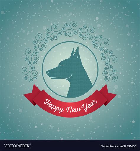 Happy new year dog holiday card Royalty Free Vector Image