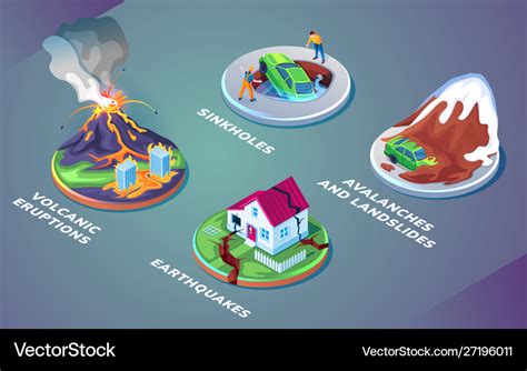 Geological natural disasters or geology hazards Vector Image