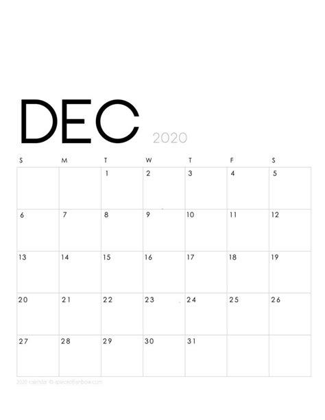 Free printable December 2020 calendar and monthly planner, 2 beautiful download templates ...