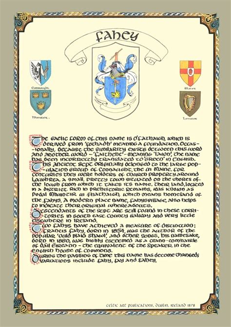 Fahey Family Crest Irish Coat of Arms Irish Family Crest - Etsy