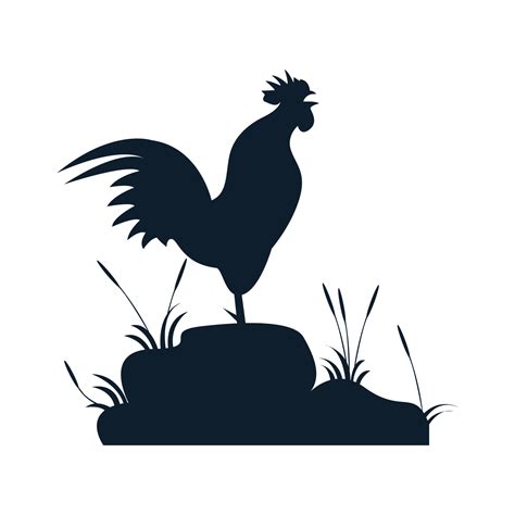 rooster or cock crows silhouette logo vector illustration design ...