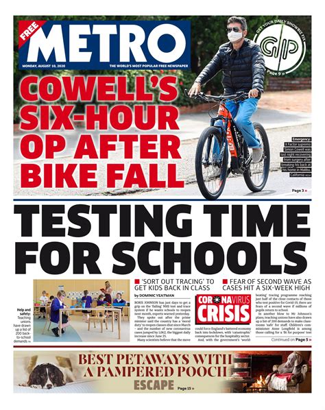 Metro Newspaper UK on Twitter: "Monday's front page: TESTING TIME FOR SCHOOLS # ...