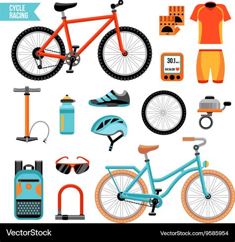 Bike and cycling accessories set Royalty Free Vector Image