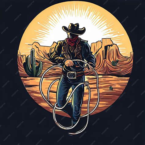 Premium Vector | Lasso legend artistic tshirt design with cowboy in action