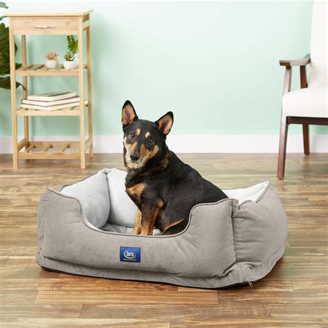 SERTA Orthopedic Bolster Dog Bed w/Removable Cover, Gray - Chewy.com