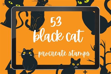 53 Black Cat Procreate Stamps Brushes | Brush Galaxy