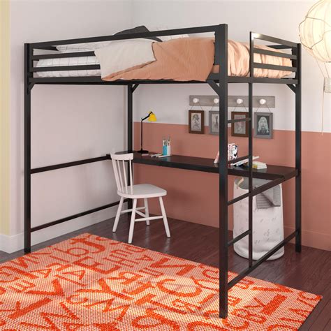 DHP Miles Metal Full Loft Bed with Desk, Black - Walmart.com