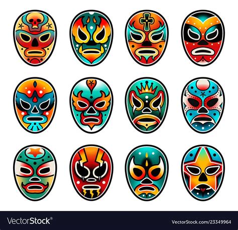 Lucha libre luchador wrestling show masks set Vector Image , #Sponsored, #luchador, #wrestling ...