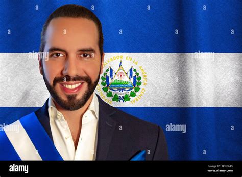 Nayib Bukele and flag of El Salvador Stock Photo - Alamy