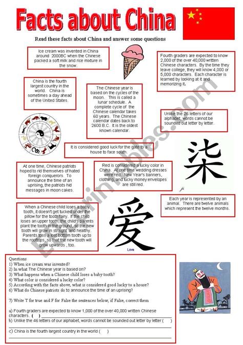 Facts about China - ESL worksheet by athos466