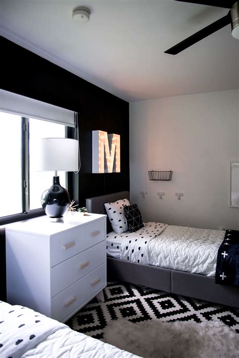 Black and White Modern Kids Room - Bright Green Door