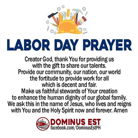 May 1 | Labor Day Labor Day Prayer #LaborDay #OraEtLabora #WorkAndPray ...