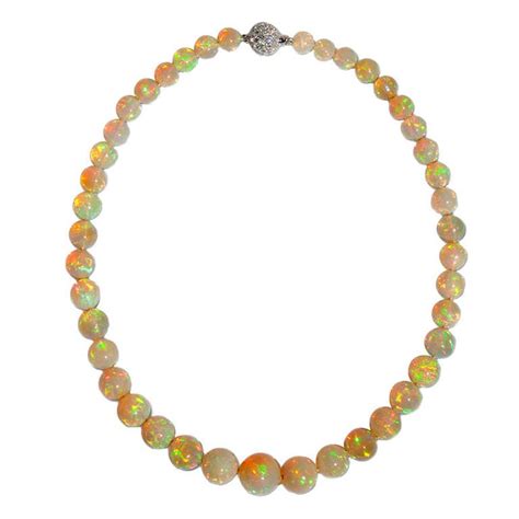 Opal Bead Necklace | From a unique collection of vintage beaded ...