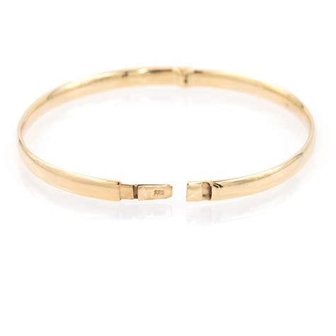 Classic Gold Bracelet, Gold Hinged Bracelet, Simple Real Gold Bangle ...