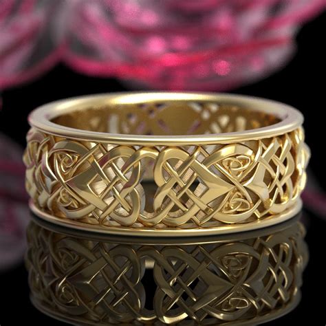 Mens Celtic Woven Ring, Gold or White Gold Celtic Wedding Ring, Mens ...