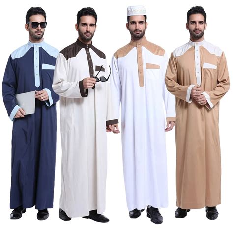 Large Size Jubbah Islam Apparel Men Abaya 4 Colors Saudi Arab Men Thobe ...