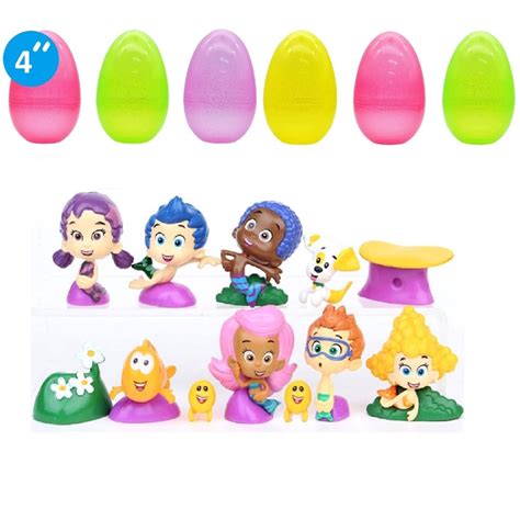 12 Pcs Jumbo Bright Easter Eggs and 12 Bubble Fish Guppies Family Toy ...