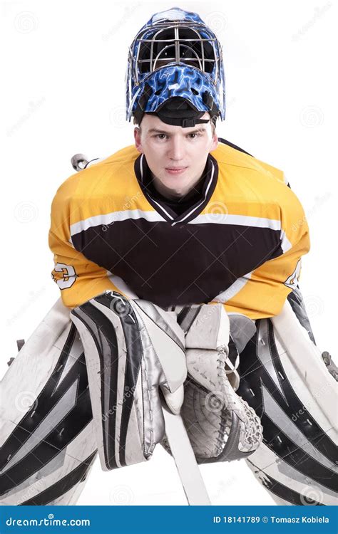 Ice hockey goalie stock image. Image of male, attack - 18141789