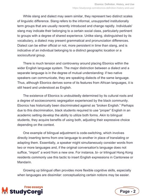 Ebonics: Definition, History, and Use | Free Essay Example