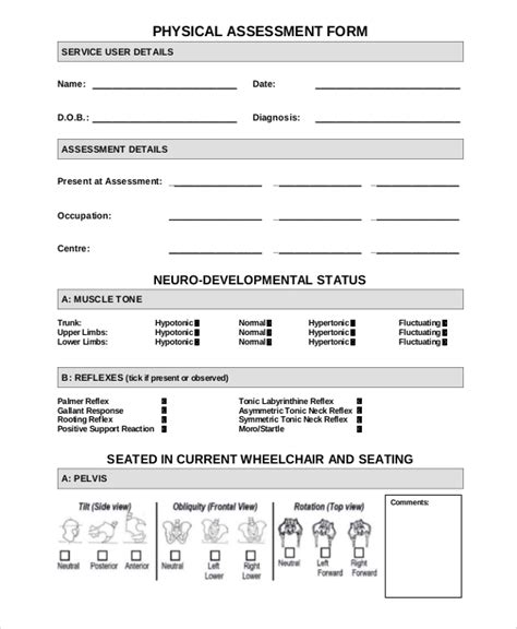 FREE 8+ Sample Physical Assessment Forms in PDF | MS Word