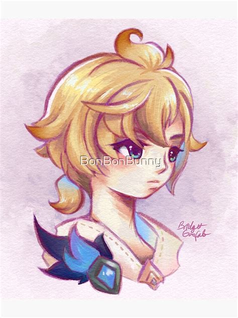 "Mika - Genshin Impact Fanart - Watercolor Texture" Poster for Sale by BonBonBunny | Redbubble