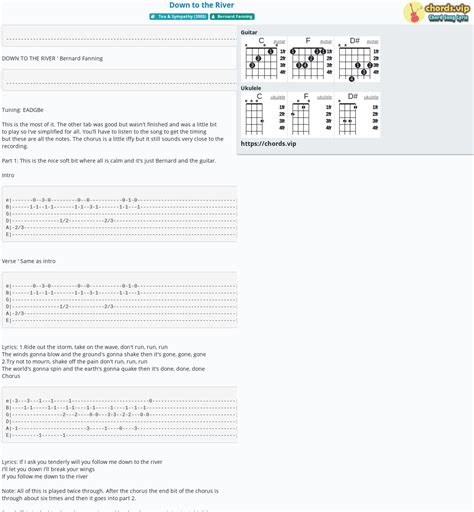 Chord: Down to the River - tab, song lyric, sheet, guitar, ukulele | chords.vip