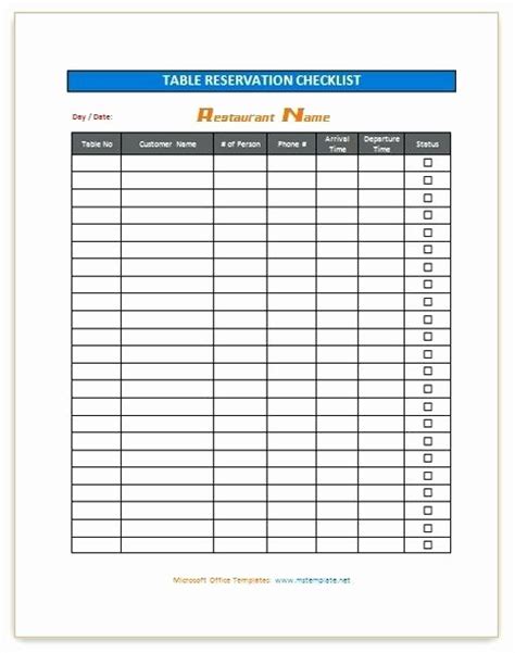 Printable Waiting List Template