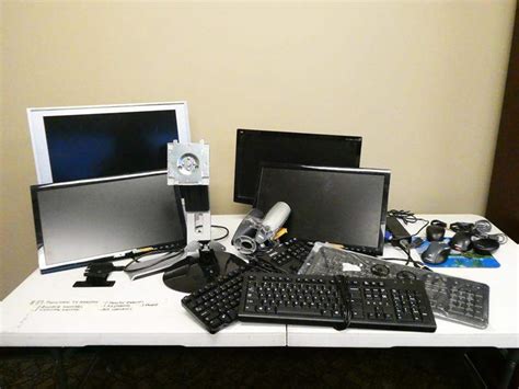 Lot # 119-Panasonic TV monitor, 2 Asustek monitors, 2 viewsonic monitor, 2 Monitor mounts ...